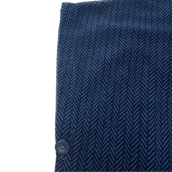 L.L.BEAN Women's Fleece Poncho Jacket Cape Full Zip Navy Blue Herringbone Size L - Picture 4 of 7